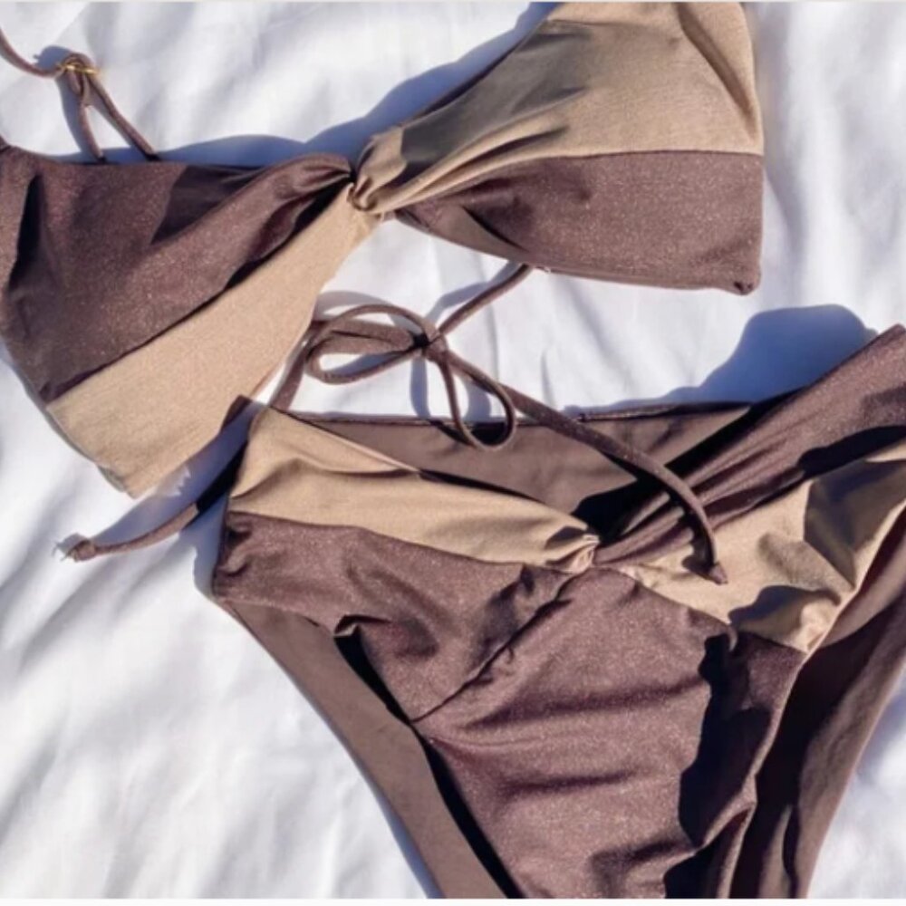 NWT L*Space Ringo Top Nancy Bottoms Metallic Shimmer Bikini Set - Picture 4 of 4